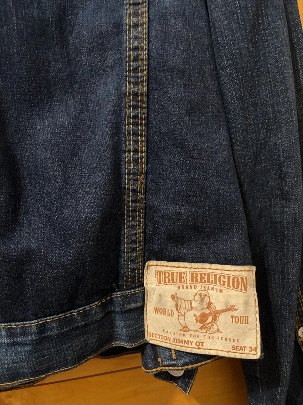True Religion Indigo Washed Denim Jacket with Contrast Stitching